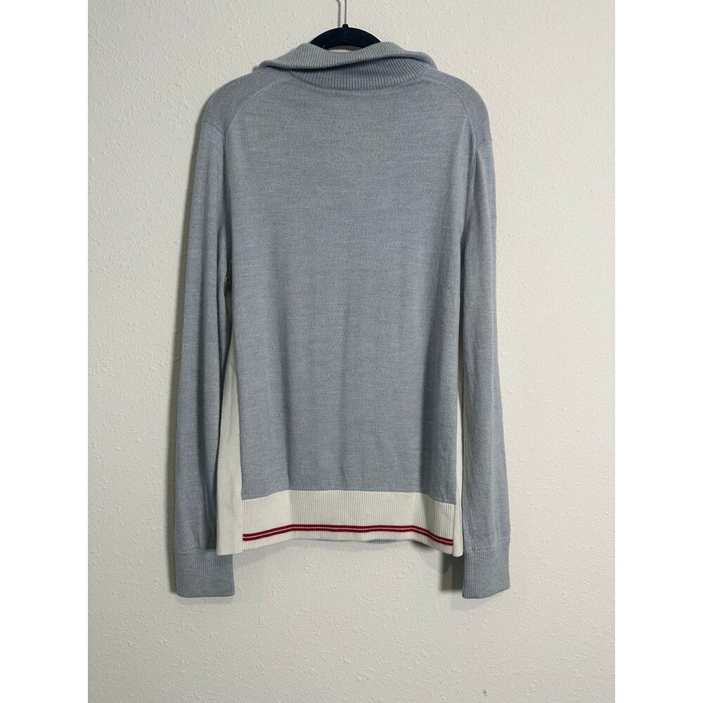 MENS BANANA REPUBLIC 1/2 ZIP SWEATER SIZE L WOOL ACRYLIC GRAY SOLID - Picture 5 of 6